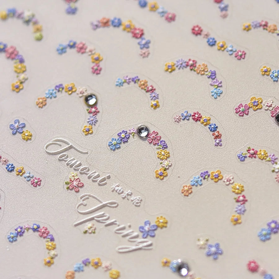 5D Diamond Colorful Flower Nail Art Stickers Elegant SelfAdhesive Flowers Nail Decorations Decals Japanese Nails Accessories DlY