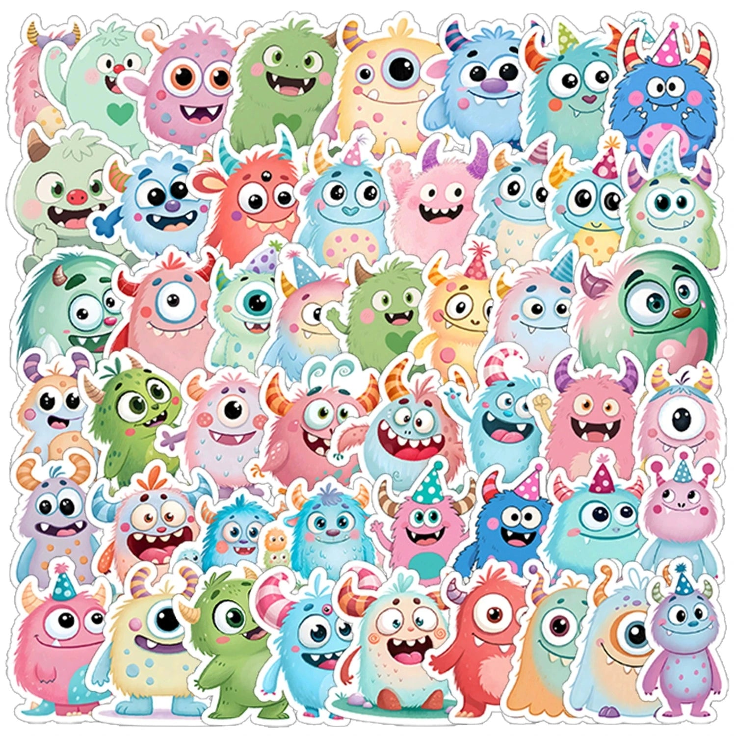 50/100PCS Cute Big Eyes Animal Graffiti Stickers Water Cup Phone Waterproof Stickers Cartoon Big Eyes Animal Stationery Stickers