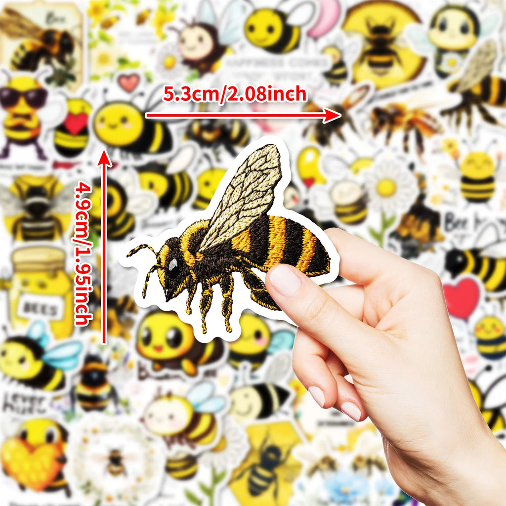 50PCS Cute Cartoon Animal Bee Graffiti Stickers&PVC Waterproof Notebook Guitar Decorative Stationery Stickers