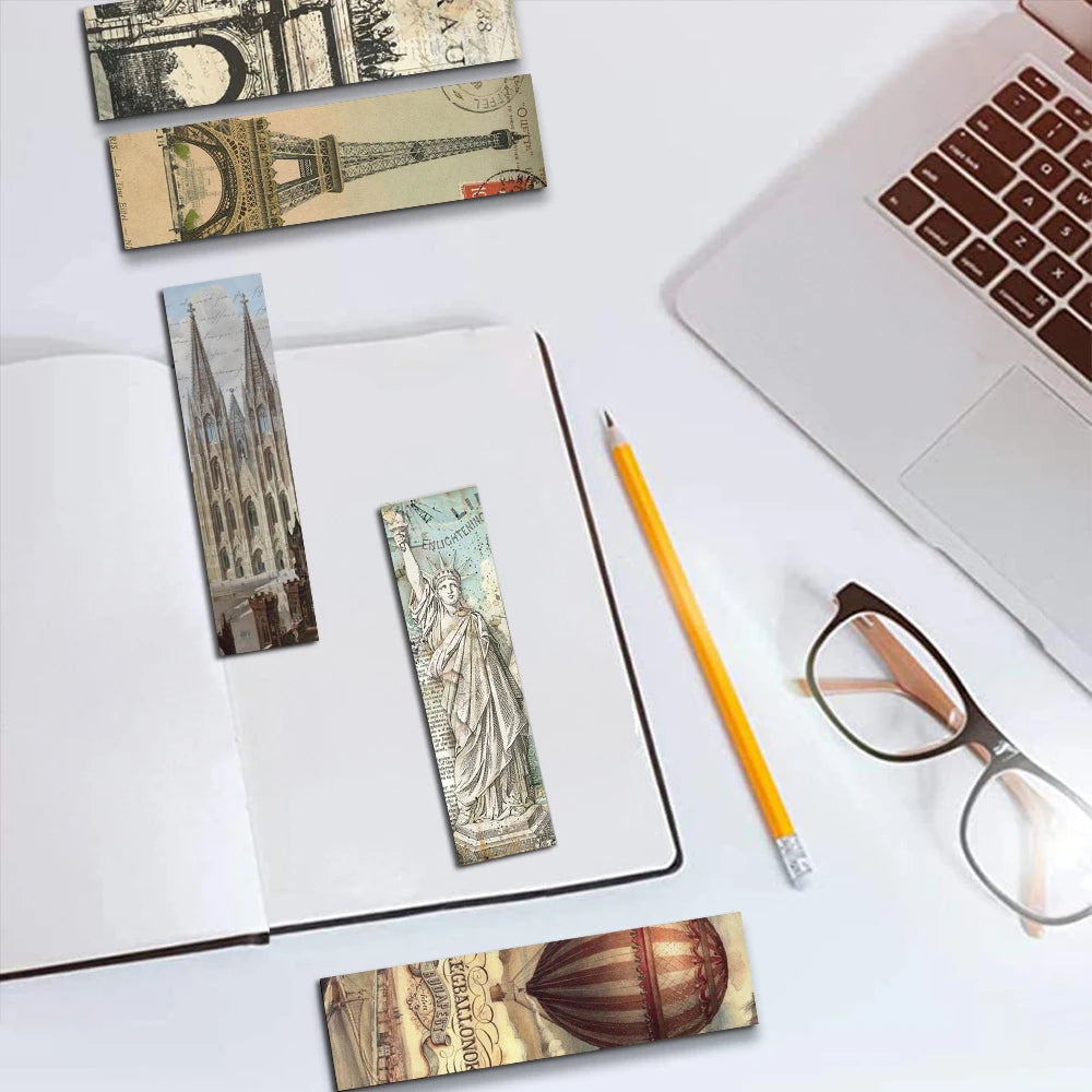 30PCS World Architecture Bookmarks Reading Living DIY Laptop Supplies Promotional Luggage Helmet Personalized Durable Bookmark