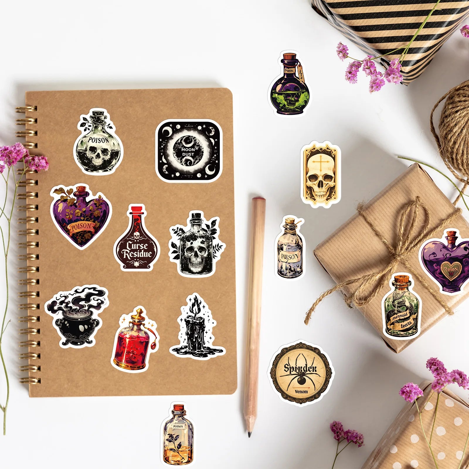 50PCS Pharmacist Graffiti Stickers Terror Skull Spider Crow Cartoon Retro Personalized Decorative Stickers