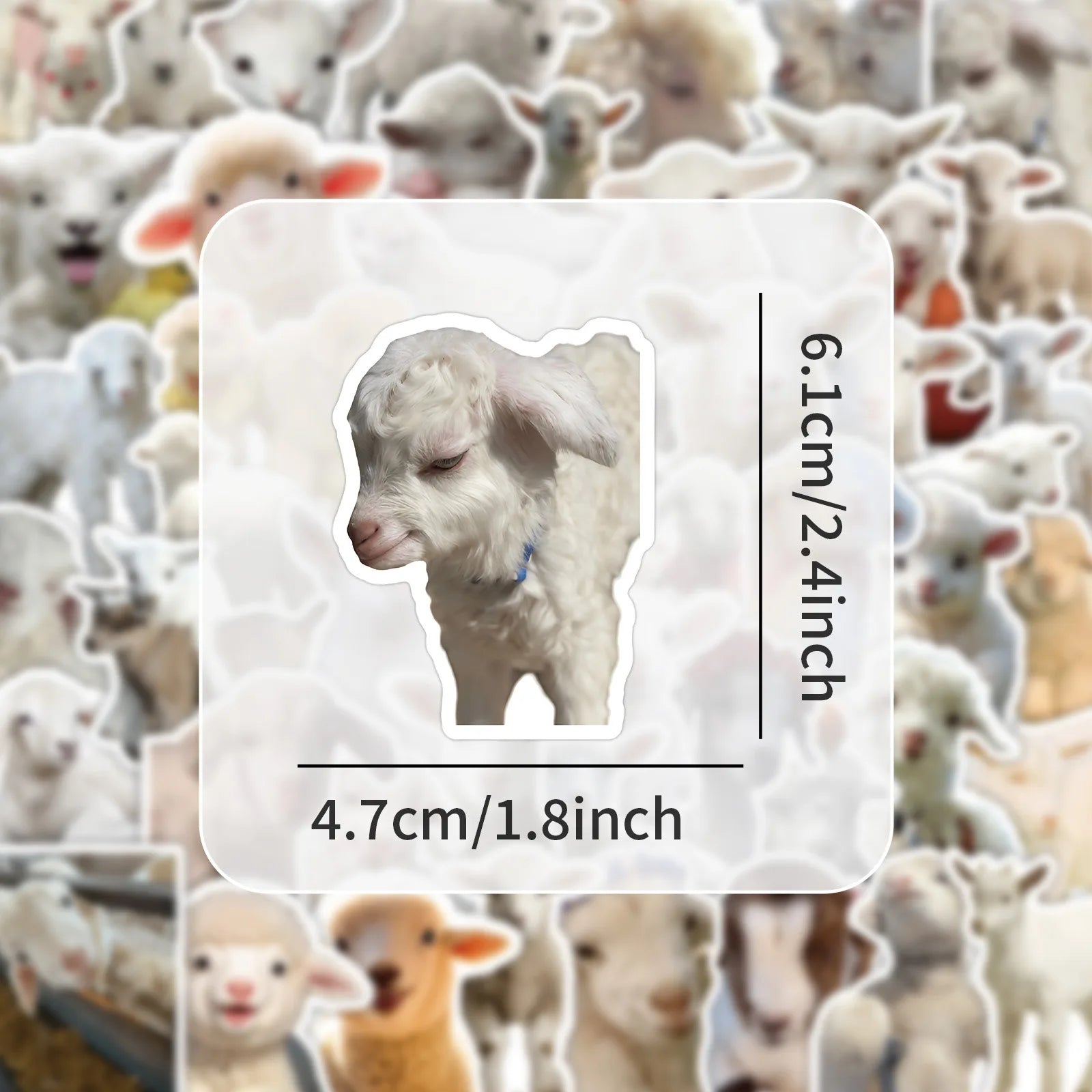 50PCS Realistic Lamb Stickers, Cute Sheep Children Student Stationery Notebook Phone Case Journal Waterproof Decorative Sticker