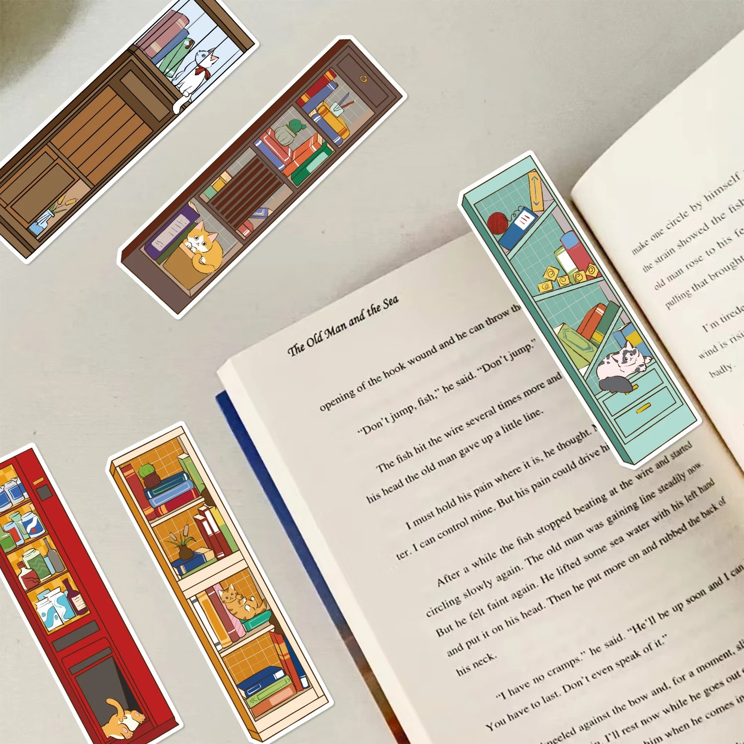30Pcs Cartoon Cat Bookshelf Bookmarks Simple Handbooks Artistic Creative Reading Paper Bookmarks DIY