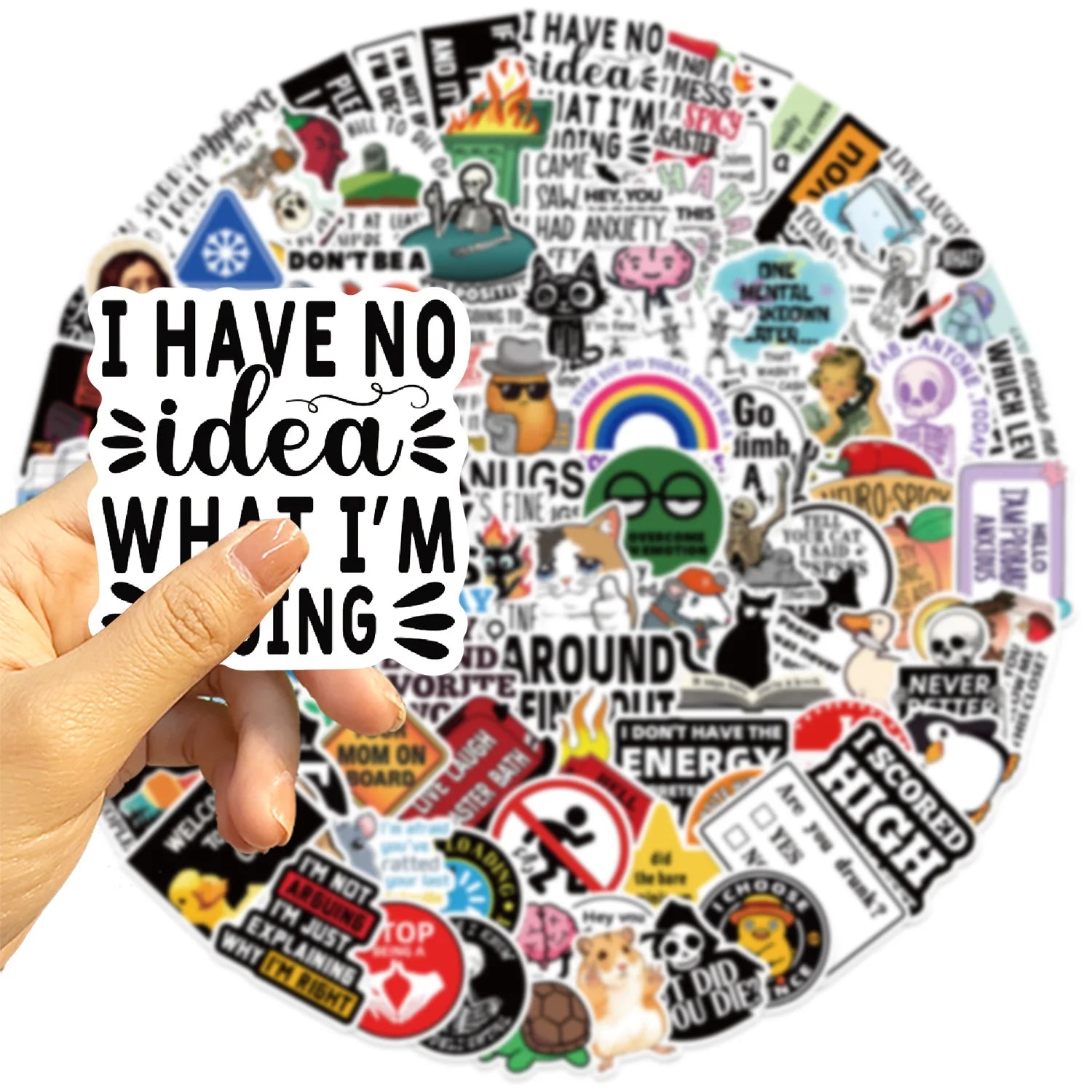 100Pcs Fun Prank Meme Stickers Decorate Guitar Notebook Luggage DIY Waterproof Children Stationary Stickers