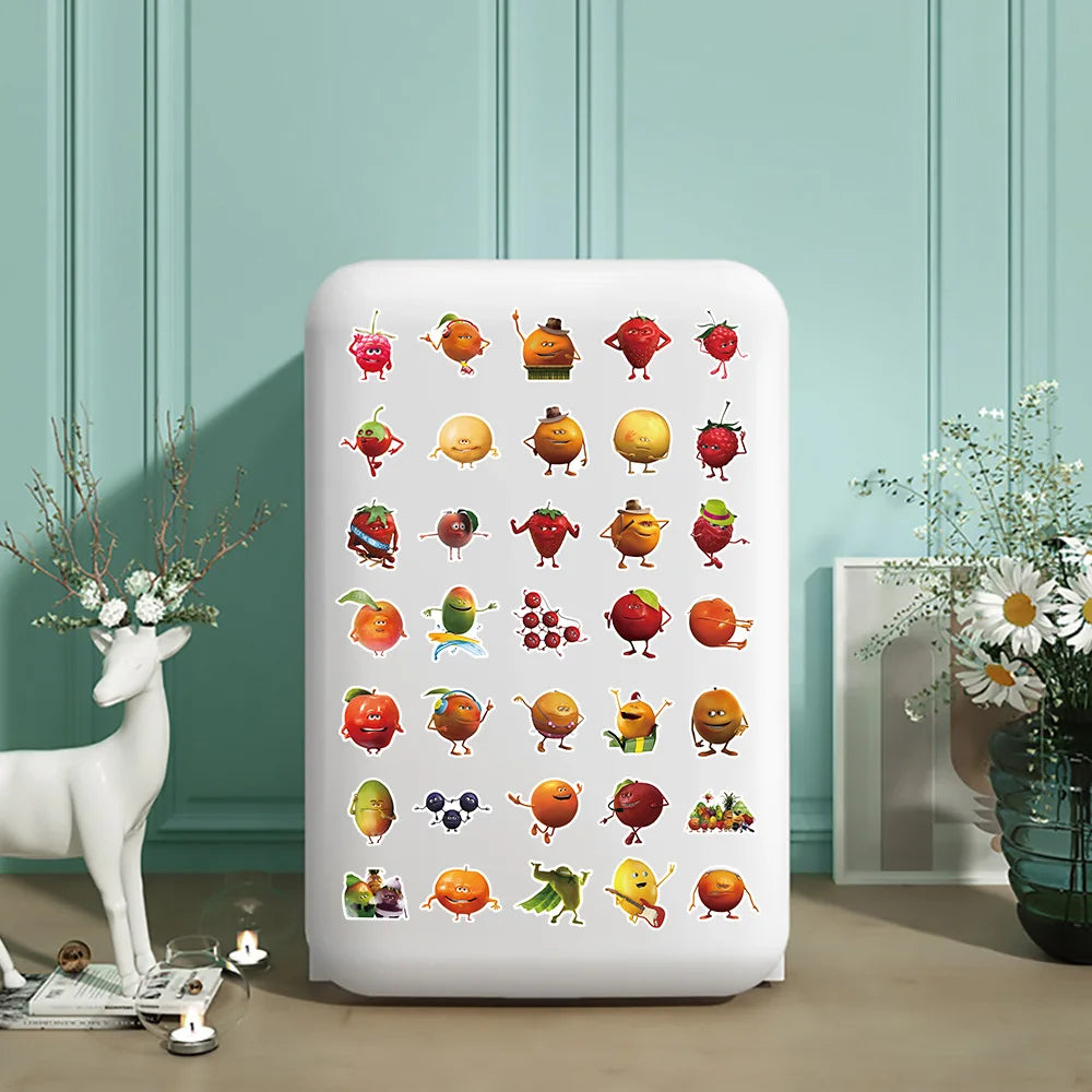 50PCS Cute Fruit Family Stickers Cartoon Apple Orange Water Cup Phone Waterproof Student Stationery Sticker
