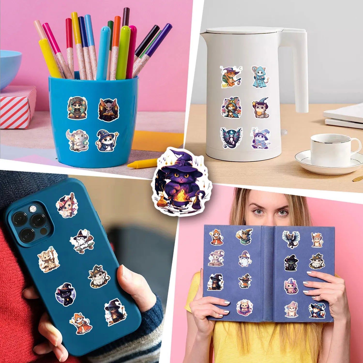 55/110PCS Cartoon Magic Cat Personality Graffiti Sticker Car Luggage Water Cup Notebook Sticker