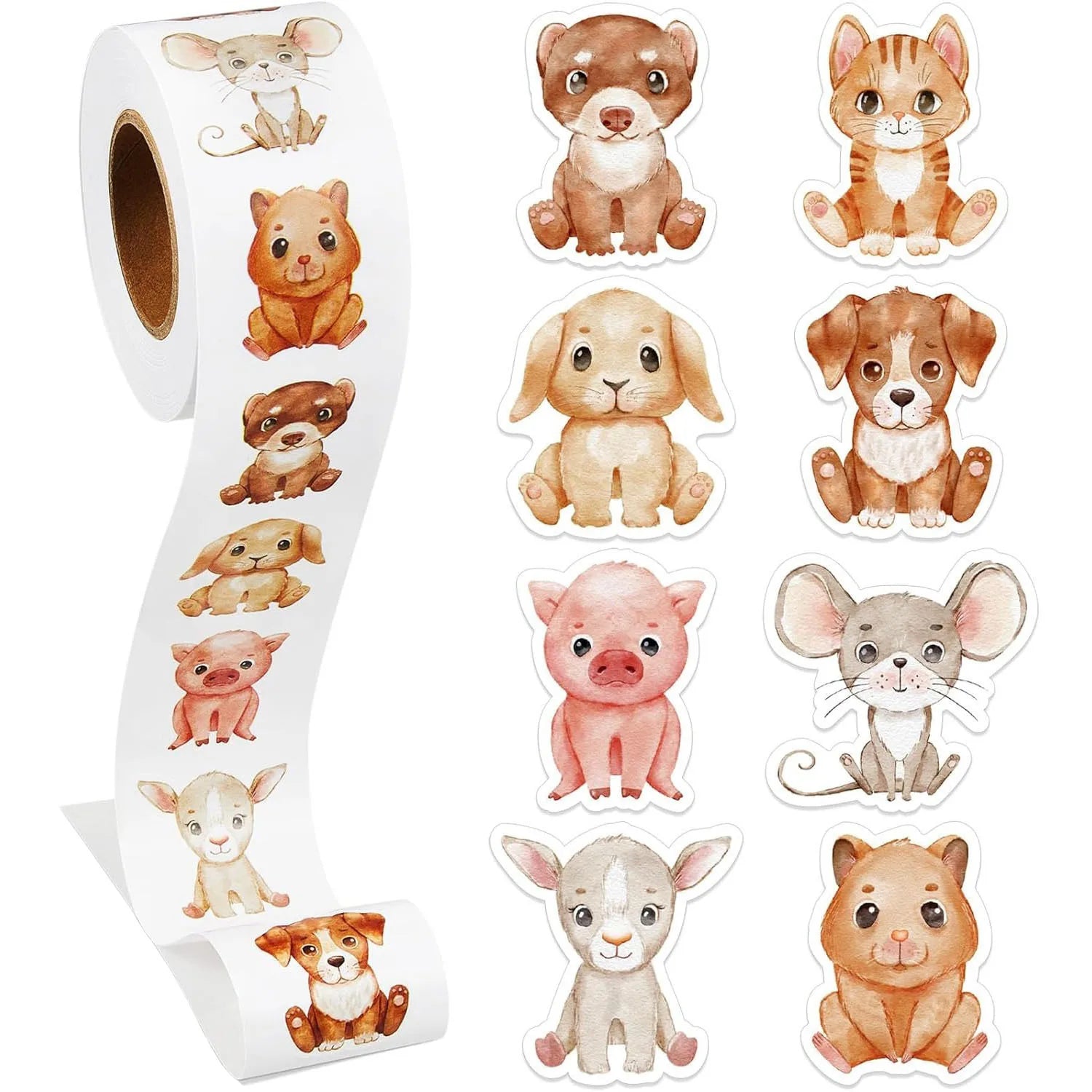 500Pcs/Roll Heterotypic Pets Stickers 2.5cm/1.0'' Cute Art Labels Learning Rewards, Adorn Gifts for Books Watercup Phone PC Pads