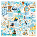 10/30/56PCS Kawaii Blue Seaside Life PVC Sticky Stickers Aesthetic DIY Colored Phone Laptop Luggage Skateboard Graffiti Decals