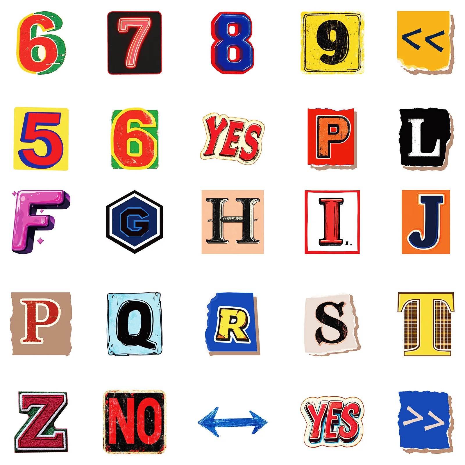 50/100PCS Retro English Alphabet Series Waterproof Decorative Stickers Creative Colorful Stationery Notebook Stickers