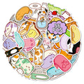 56PCS Cute Cat Bread Doodle Stickers Student Stationery Notebook Diary Office Supplies Storage Box Guitar Waterproof Stickers
