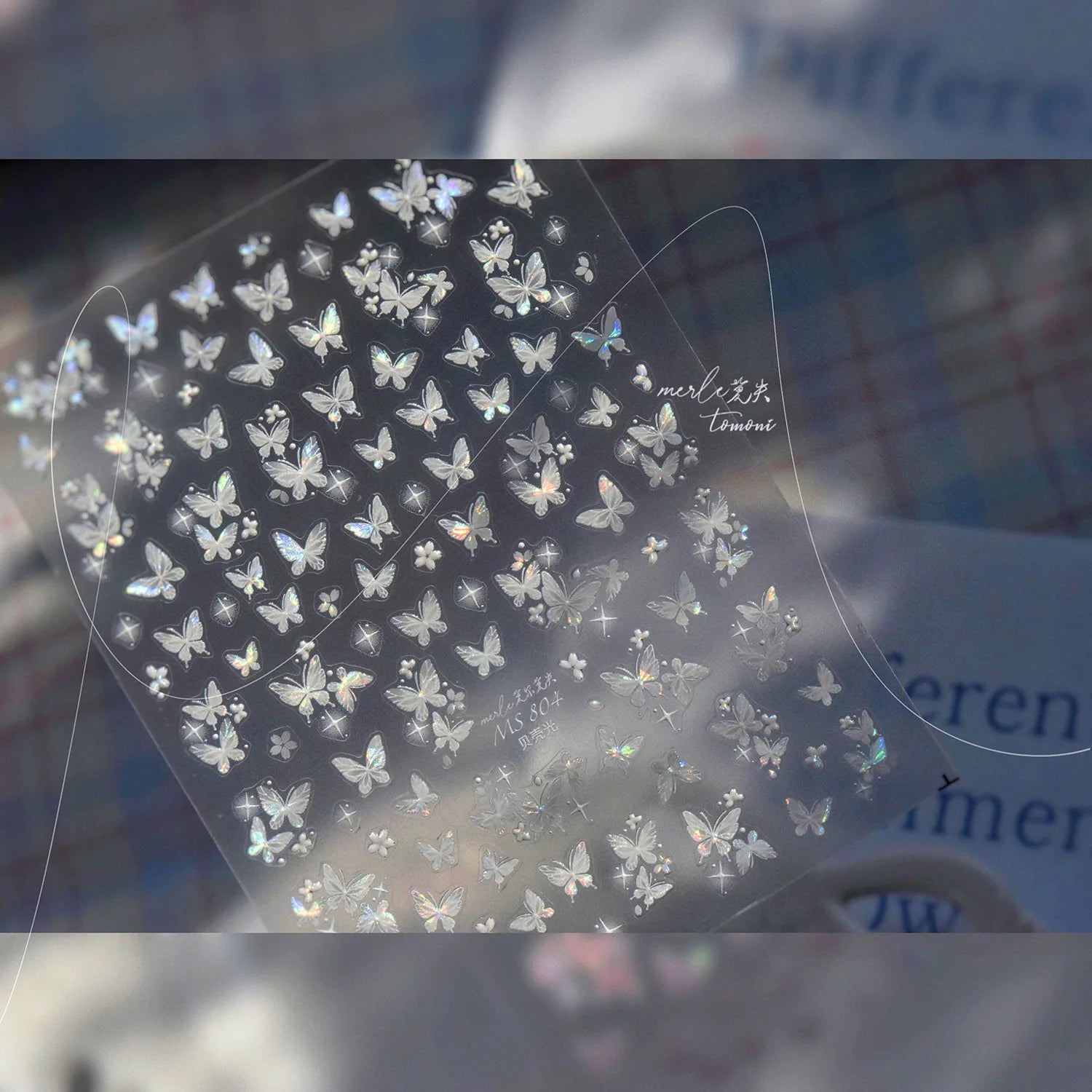 1pcs 5D Japanese Kawaii Butterfly Nail Stickers Luxury Glitter Shell Aurora Nail Art Decorations Decals DIY Manicure Slider Foil