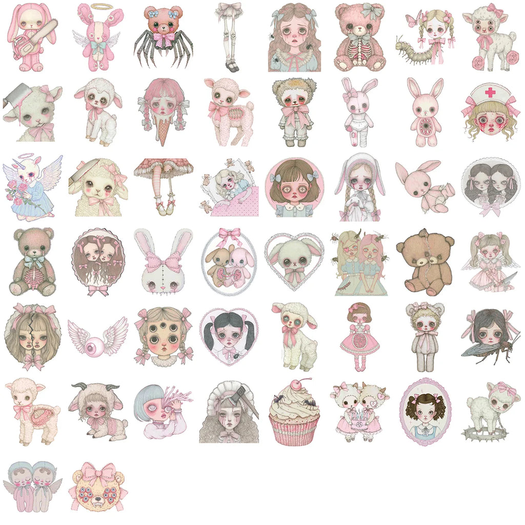 50/100 Cartoon Pink Freak Girl Graffiti Stickers Decorative Guitar Notebook Luggage DIY Waterproof Stationery Stickers