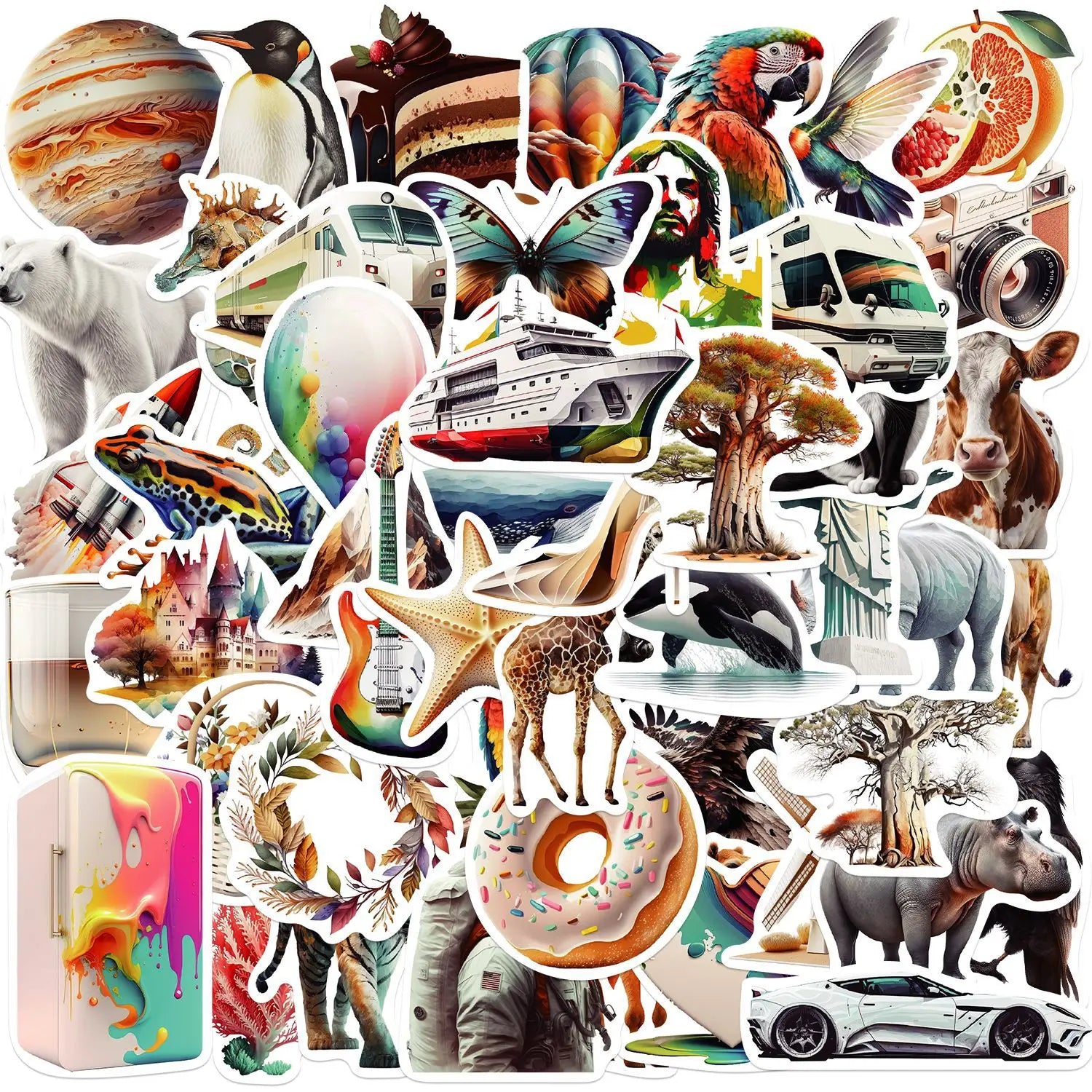 50/100PCS Simple Illustration Stickers Graffiti Stickers Guitar Notebook Luggage DIY Waterproof Stickers